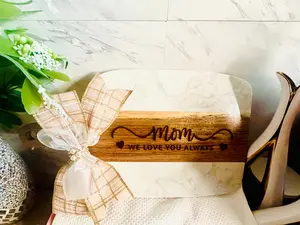Personalized Mother's Day Marble & Wood Cutting Board Gift Set | Custom Engraved