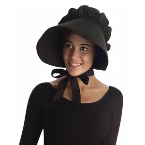 Colonial Style Large Bonnet Costume Hat Adult: Black