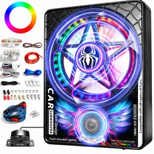TANVSO 3000W 3-Way Slim Slim Underseat Car Subwoofer and Amp Package with Ambient Light, Individual Control for Low Pass/Gain/Boost Bass, Loud Stereo Sound, Deep Bass, Car Truck Accessory Perfect for Truck/SUV/Jeep/MPV