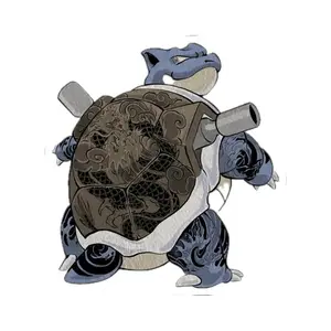 Blastoise Anime Tattoo Vinyl Decal Anime Sticker | Waterproof Vinyl Decal for Laptop, Water Bottle, Car, Gamer Gift