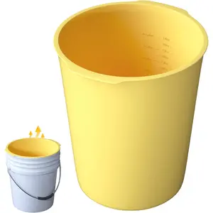 5 Gallon Reusable Bucket Liner Time Saving Concrete Tools Durable Silicone Bucket Insert Food Grade Container for Food Storage for Paint Thinset Ice Slime Cleaning Wall Patch Compound Yellow