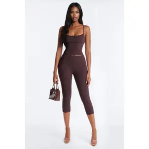 Stirling Snatched Capri Pant Set - Chocolate