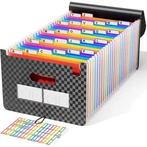 26 Pockets Accordion File Organizer, Expanding File Folders, Portable Monthly Bill Receipt Organizer with Colorful AZ Tabs, Desktop Folders Letter A4 Paper Document Storage for Office