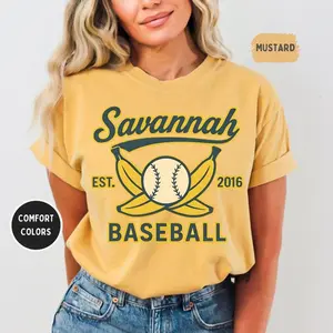 Retro Savannah Baseball, Vintage Soft Tee, Unisex Comfort Colors Shirt, Banana fan gift, Summer Sports Top
