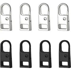 Zipper Pull Replacement (Upgraded), 8 count Detachable Zipper Pull Tabs for Boots Purse Coat Luggage Clothing Jackets Backpacks(2 Color Black, )
