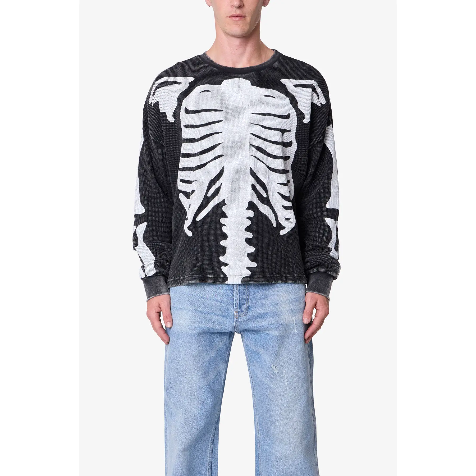 mnml Skeleton Thermal L/S Shirt - Washed Black