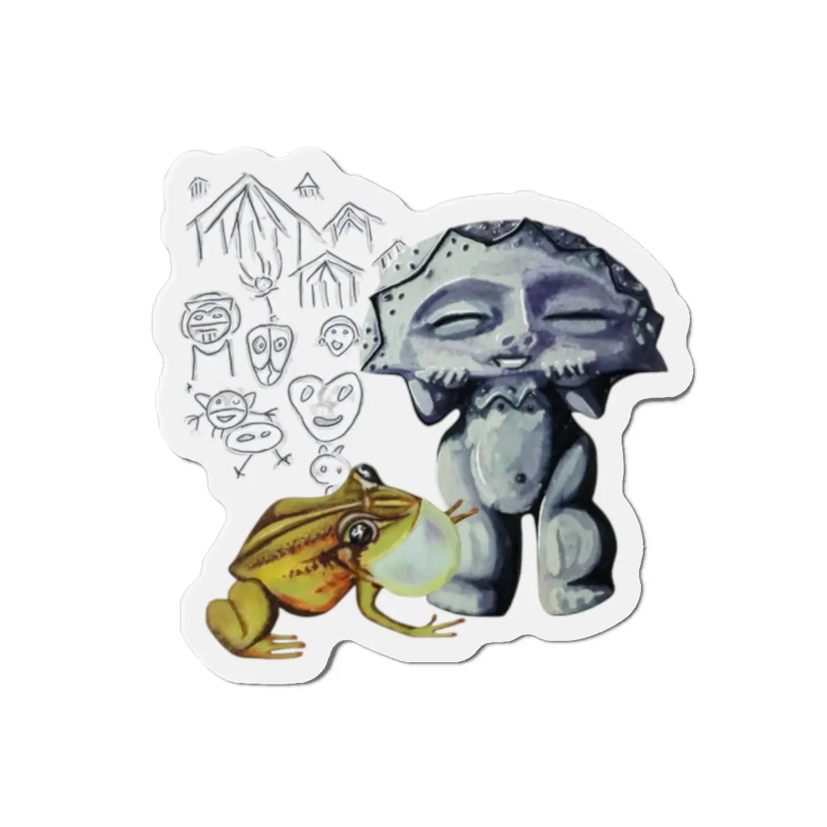 Die-Cut Magnets, Atabey Moon Goddess and Coquí Frog of Puerto Rico Magnet, Cute Decorative Whimsical Refrigerator Magnets, Boho Chic Fridge