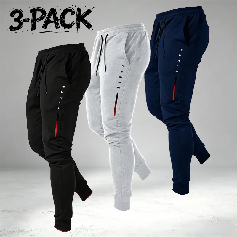 Men’s three-piece jogger pants set, suitable for all seasons; outdoor casual design with a no-tight waistband; soft and breathable; machine washable; multi-pack joggers that are not see-through—versatile men’s casual long pants for commuting.
