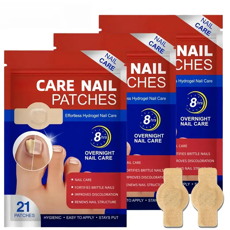 Fungal Nail Patches, 21 Patches for Damaged Nails, Toenail Repair Patches, Breathable, Comfortable, Elastic Fabric, Herbal Extracts for Simple Foot Nail Care