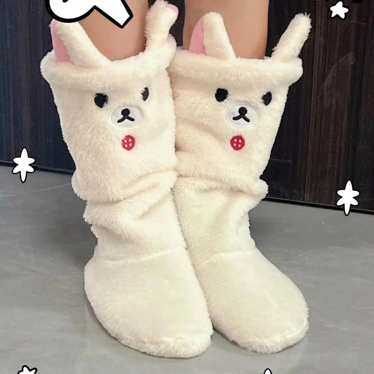 Women's Kawaii Rilakkuma Anime & Manga Medieval Floral Slouch Socks, French Retro Cottage Core Warm Cotton Blend