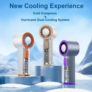 Handheld Turbo Fan with Ice Cooler, Transparent Design