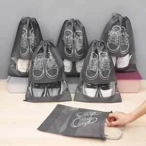 Drawstring Travel Shoe Bags, Large Men's And Women's Shoe Bag Storage Bags, Black, Classic Shoe Bags, Woven Shoes, Storage Bags, Travel Drawstring Shoe Bags, Transparent Clothing Sorting Drawstring Pockets