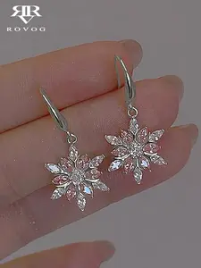 Women's Elegant Christmas Snowflake Earrings, Sweet Rhinestone Design, All-Season Jewelry Accessory, Perfect Gift Idea, High Quality Earrings