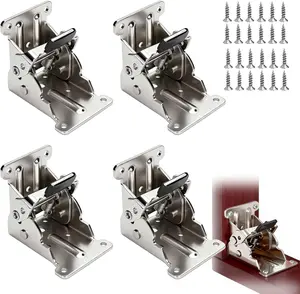 4 Pack Locking Hinge for Folding Leg Brackets,Heavy Duty Folding Brackets 90 Degree Self Locking Folding Hinge for Table Legs Furniture