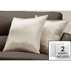 PAGED 18" Square Pillows Set of 2, Bed Pillow with Pillow Insert, Decorative Throw Pillow with Satin Finish for Sofa, Bed, Hypoallergenic, Gold