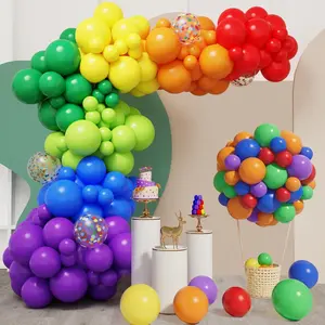 140pcs Rainbow Balloon Arch Kit, Rainbow Balloons of Different Sizes Pack of 18 12 10 5 Inch Party Balloon Kit for Birthday Party or Balloon Arch as Graduation Wedding Shower Party Decorations
