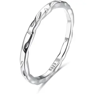 Milacolato Unisex Thin Plain Stackable Statement Rings - High Polished Beveled Edge, Twisted Wave, Hammered Band, 1.5mm, Size 6-11