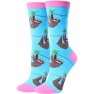 HAPPYPOP Sloth Gifts for Women Girls, Sloth Socks Funny Novelty Crazy Fun Silly Socks in Blue  SwimWeek  summervibes