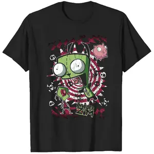 Invader Zim GIR Two-Toned T-Shirt | Retro Cartoon Robot Graphic Tee | Nickelodeon Animation Streetwear Shirt | Unisex Fan Gift