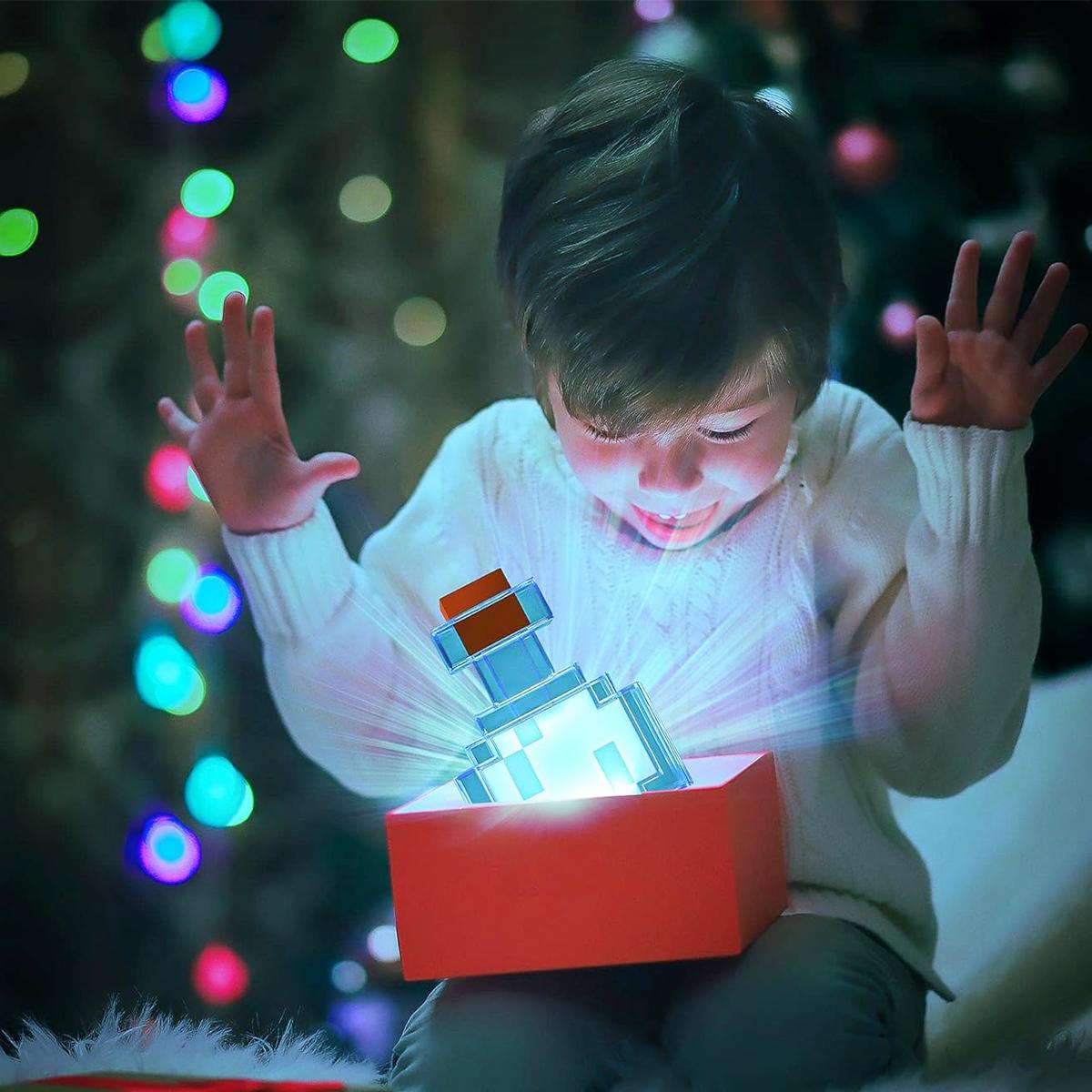 Pixelated Potion Bottle LED Night Light – USB Rechargeable Desk Lamp with 15 Color Changing LED Mood Light, Perfect for Bedroom, Living Room, Playroom, Gaming Room Decor, Kids & Teens Room, Video Game Gifts, Pixel Lamp & Home Decoration