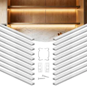 VEVOR 20-Pack 3.3 ft/1M U Shape LED Aluminum Channel, Summervibes,Summervibes, with Milky Cover, End Caps and Mounting Clips, Aluminum Profile for LED Strip Light Installations, Easy Installation, for Under Cabinet Counter