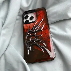 DIY 3D Handmade Blush Asymmetrical Wings Phone Case, Phone Cover for Apple iPhone 16 Pro, 17 Air, 15 Pro Max, 12/11 Acrylic Hard Shell