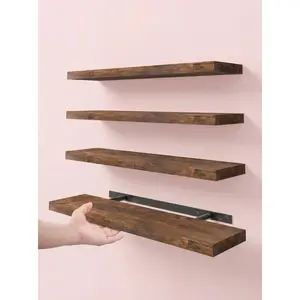 Floating Shelves Set of 4 – 15.8" Wall Shelves with Invisible Brackets
