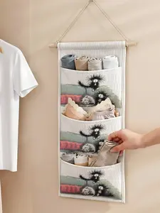 1pc, cabinet hanging door-style storage Cute Sofa Cat 2D Print Wall-mounted storage bag, three-layer multi-compartment design | Storage for kitchen utensils and small items | Say goodbye to messy kitchen and crowded countertops | Essential for renters