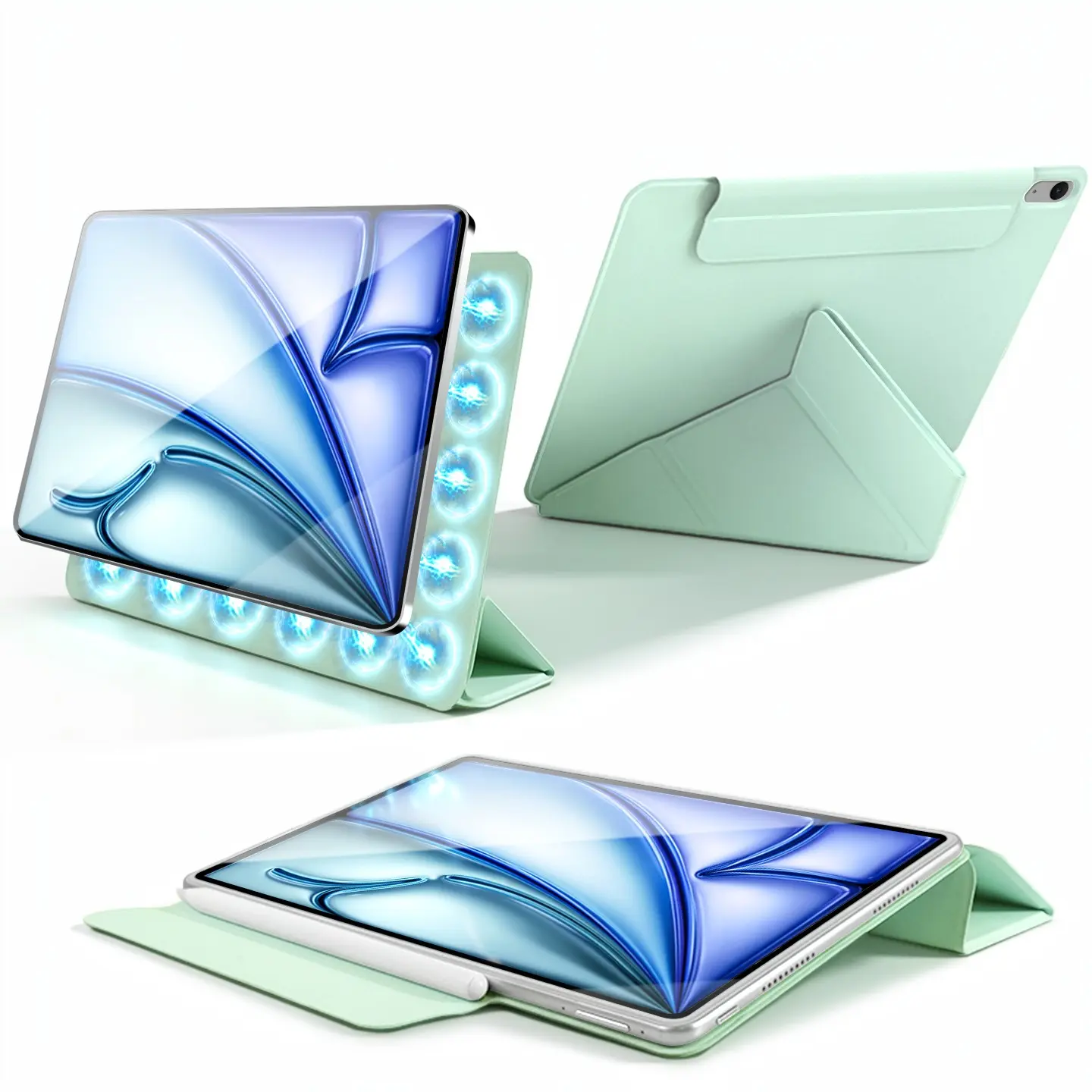 SPALLO Magnetic Smart Folio Durable Protective Tablet Case for iPad Air (M4) 8th/7th/6th/5th/4th 2026 , Compatible with iPad (A16) 11th /10th Generation iPad Pro (M5) 2025 11 inch,Portrait/Landscape Cover with Pencil Holder, Multi-Standing Angles