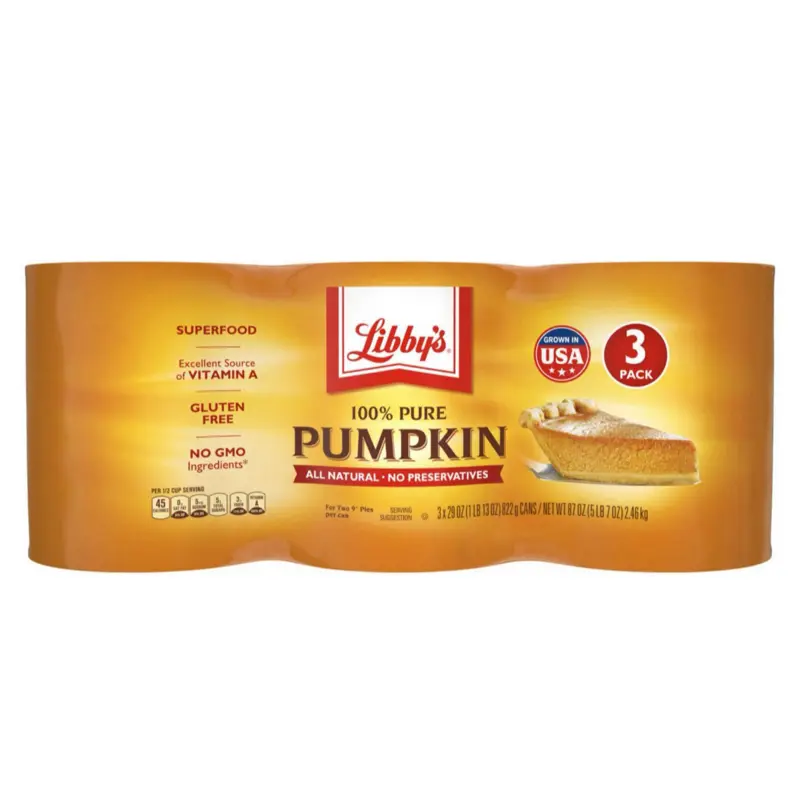100% Pure Pumpkin 29 oz 3 Pack Gluten Free No GMO All Natural Superfood with Vitamin A