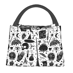 Lunch bag for men and women, reusable hand-held insulation bag,skull and magic pattern, is an essential item for outdoor camping and daily commuting. It is made of safe and durable insulation material, with a portable and stylish design