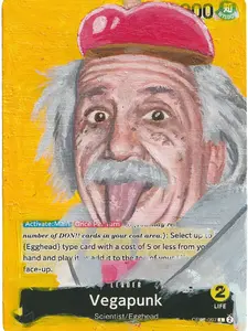Custom Hand Painted Yellow Hand Dr. Vegapunk Leader Alter OPTCG Card - Unique Customized Artwork for Collectors & Enthusiasts