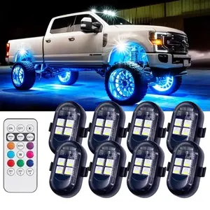 2026 Wireless RGB Underglow Lights for Car Motorcycle Truck, Waterproof LED Strobe Ambient Lighting Kit with Remote Control for Night Riding & Vehicle Mods