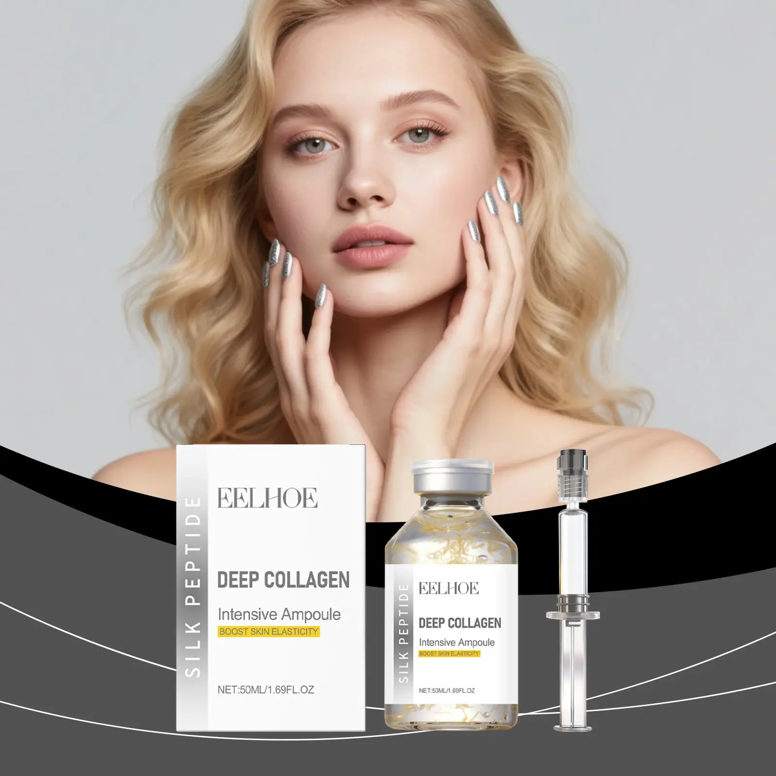 Silk Peptide & Collagen Intensive Ampoule for Firming Skin, Ideal Post-Pregnancy & Sun Damage Repair, Suitable for Mature Skin Types, Firming Serum, Anti Aging Serum, Firming Deep Hydration