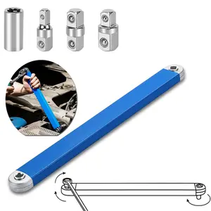 3/8-Inch Extension Bar Socket Wrench Set Wrench Extend Rod with Various Drive Adapters, 15-Inch High Torque Impact Sockets, Heavy-Duty Anti-Slip Tool Kit for Auto Repair, Mechanical Maintenance, DIY Grinding and Cutting, High Quality Hardware