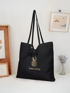 Pineapple Pattern Printed Tote Bag, Stylish Fashion Belted Shoulder Backpack, Reusable Handbag, Multi-Functional Shopping Bag