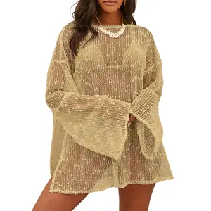 Hixiaohe Sexy Crochet Sheer Kaftan Caftan Beach Dress Bathing Suit Swim Coverup One Piece