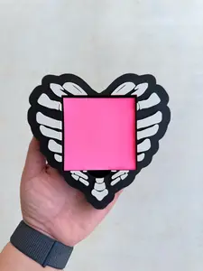 Skeleton Heart Sticky Note Holder | Gothic Desk Decor