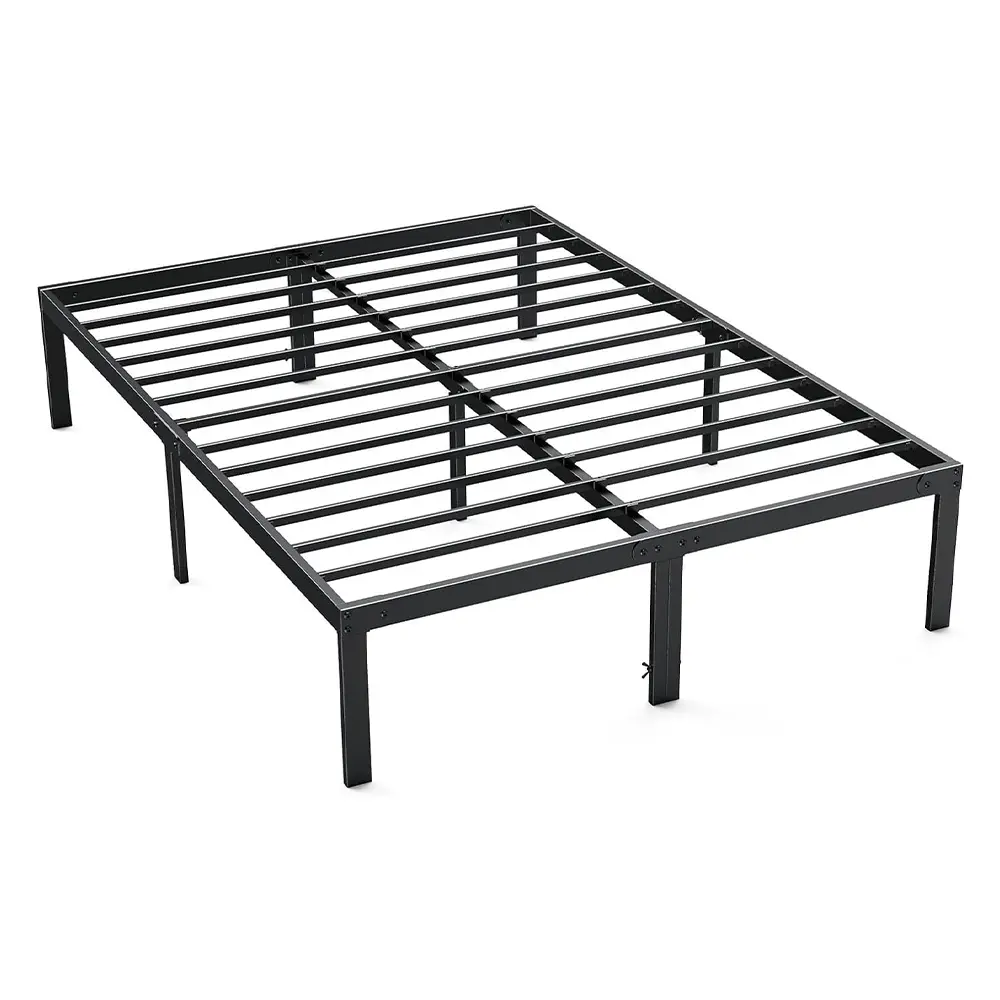 Modern Black Metal Bed Frame - 4-Size Platform with Steel Slats, Under-Bed Storage, No Box Spring Needed, Easy Assembly, Black Frame Slatted Divan Bases & Foundations for Bedroom, Guest Room