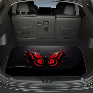 1 Piece Black Red Butterfly Pattern Car Trunk Mat | Universal Trunk Liner for SUV, Sedan or Wagon, Perfect for Family Road Trips, Oudoor Sports, Moving Boxes and Creating a Clean Vehicle Interior | Car Trunk Liner, Car Interior Accessory, Polyester Fiber