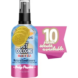 Natural Dog Cologne - Baby Powder Scented Deodorizing Perfume for Dogs & Cats - Keeps Pets Fresh & Clean - Gentle, Safe Formula Made in the USA (4 Fl Oz)