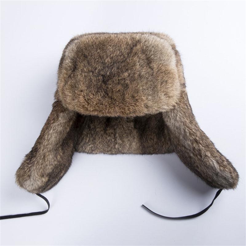 Faux Fur Trooper Hat Winter Trapper Hat Windproof Warm Hats with Earflaps Headwear for Men Cold Weather Skiing