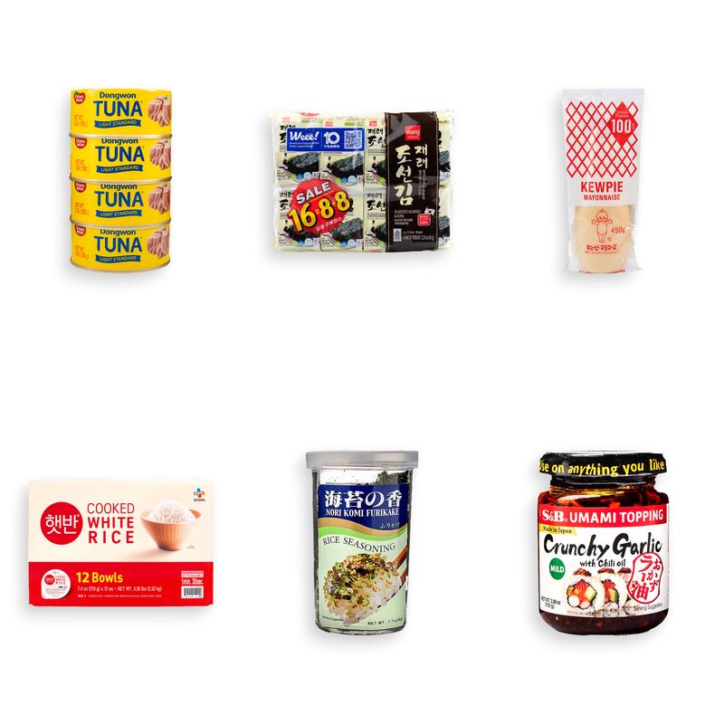 Tuna Rice Bowl Bundle - Korean Easy Meal - Quick & Easy Prep - Dongwon Light Standard Canned Tuna in Oil 150g*4, Kewpie Mayo, Seaweed