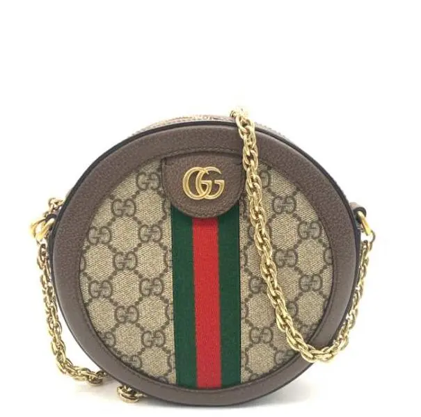 Pre-owned GUCCI canvas Shoulder Bags ophidia round gold chain Z 1116