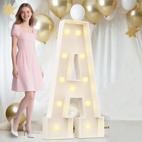40 in Large Floor-Mounted Marquee Letter LED Party Light - ABS Plastic Party-Ready AA Battery-Powered Illuminated Prop, Festive Decor for Weddings, Baby Showers, Home Supplies