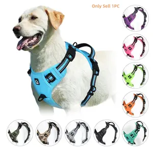 Dog Harness, Durable Reflective Harness, No-Pull Pet Harness with 2 Leash Clips, Adjustable Soft-Padded Dog Vest, Reflective No-Choke Oxford Pet Vest with Easy-Control Handle for Large Dogs