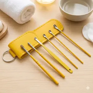 Reusable Ear Wax Removal Tool Kit, Stainless Steel Ear Pick Cleaner, Portable Ear Cleaning Set for Travel and Home, Safe Anti-Scratch Ear Care, Waterproof & Easy Clean Earwax Remover.