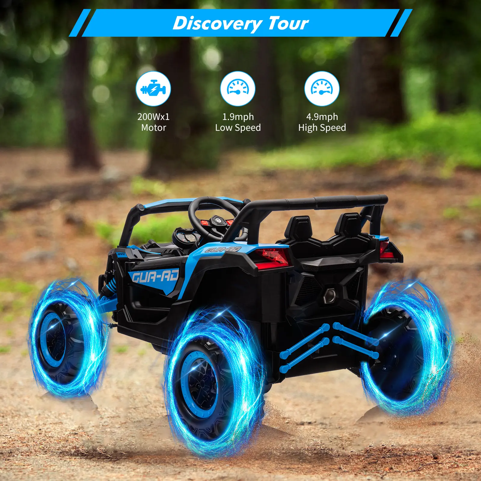 24V 2-Seater Kids Electric UTV Ride-On Car, 200W Dual Motors, Metal Frame, Off-Road Suspension, Parental Remote, USB Music & LED Lights, for Ages 3-8
