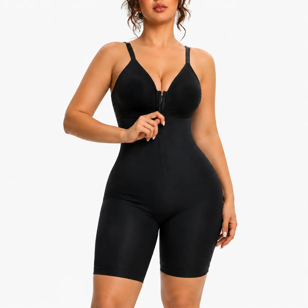 Sculpt-Glam Shapewear for Women Tummy Control Bodysuits Zip-Up Comfort Ultra Stretch Fabric Customizable Fit Breathable Mesh Design Comfortable Fit Womenswear