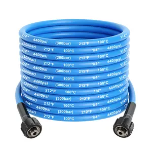 Pressure Washer Hose 10M / 33FT, 4400 PSI Flexible Kink Resistant Power Washer Hose Replacement, 1/4" Quick Connect Pressure Hose Extension, Compatible with M22 Fittings, Blue